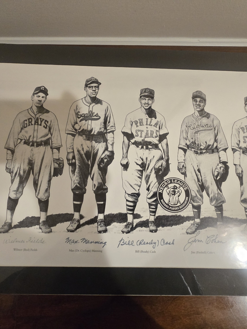 Black and White Negro League Baseball Wall Art Print Autographed